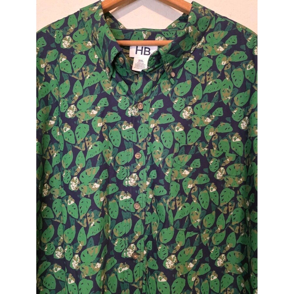 HB Hawaiian Shirt Tropical Button Down Resortwear Vacation Cotton Men's 3XL